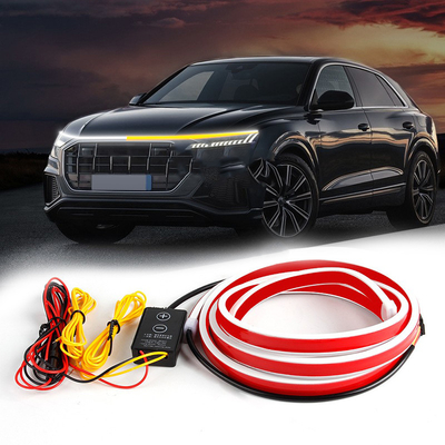 12V DIY Autohaube Flexible Led Streifenlicht Weiß Tageslicht Lauflichter Dekoration Hintergrundlicht Lange Auto Atmosphäre Lampe