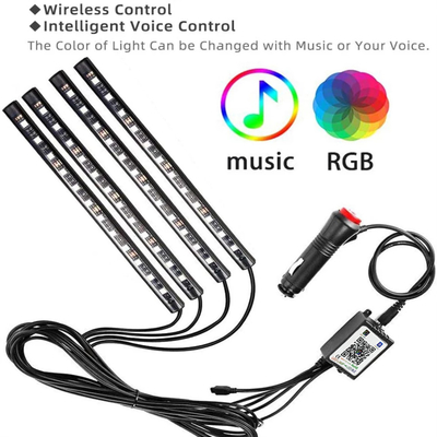 kaufen 4 PC 48 geführte Streifen-Auto-Innenatmosphären-Lichter IP65 mit USB-Port APP-Steuerung online manufacture