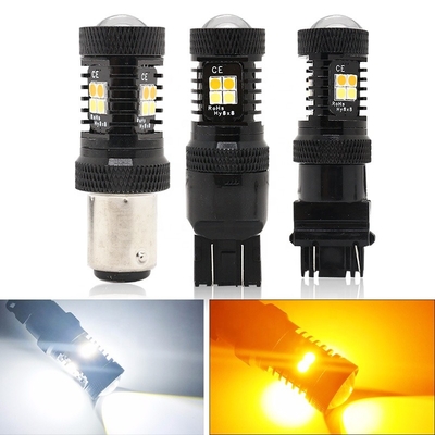 Doppelfarbweiße gelbe 12V Talbahn-LED Bremsblinker-Lichter 1157 3157 7443 3030 16SMD