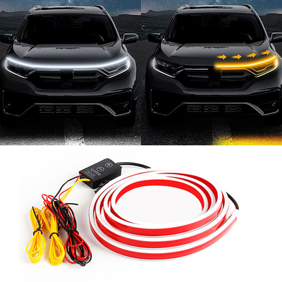 12V DIY Autohaube Flexible Led Streifenlicht Weiß Tageslicht Lauflichter Dekoration Hintergrundlicht Lange Auto Atmosphäre Lampe