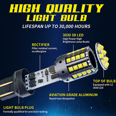 Weiße Aluminiumlegierung LED-Schaltsignale 1156 1157 T20 3030 44SMD Rückwärtslicht 12V 24V