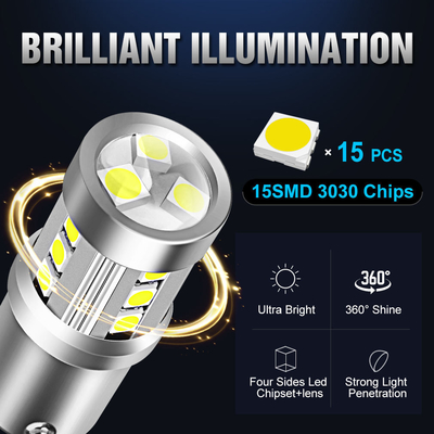 Universelle weiße LED-Auto-Bildwerfer1156 1157 3030 15SMD LED-Glühlampe Weiß gelb Canbus Kennzeichen Innenbereich Led